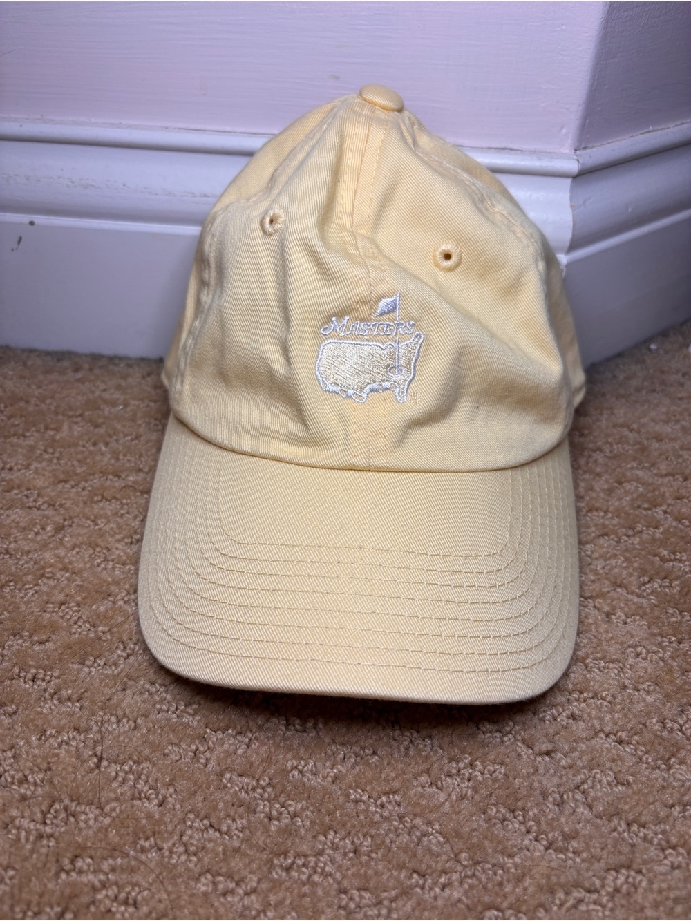 Masters Yellow Golf Logo Cap. Adjustable strap